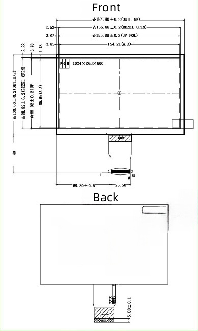 7.0 Zoll 1024*600 LCD Touch Screen drawing